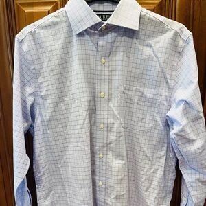 Ralph Lauren Shirt Mens 15 1/2 32/33 Purple Plaid Classic Fit Non Iron Business